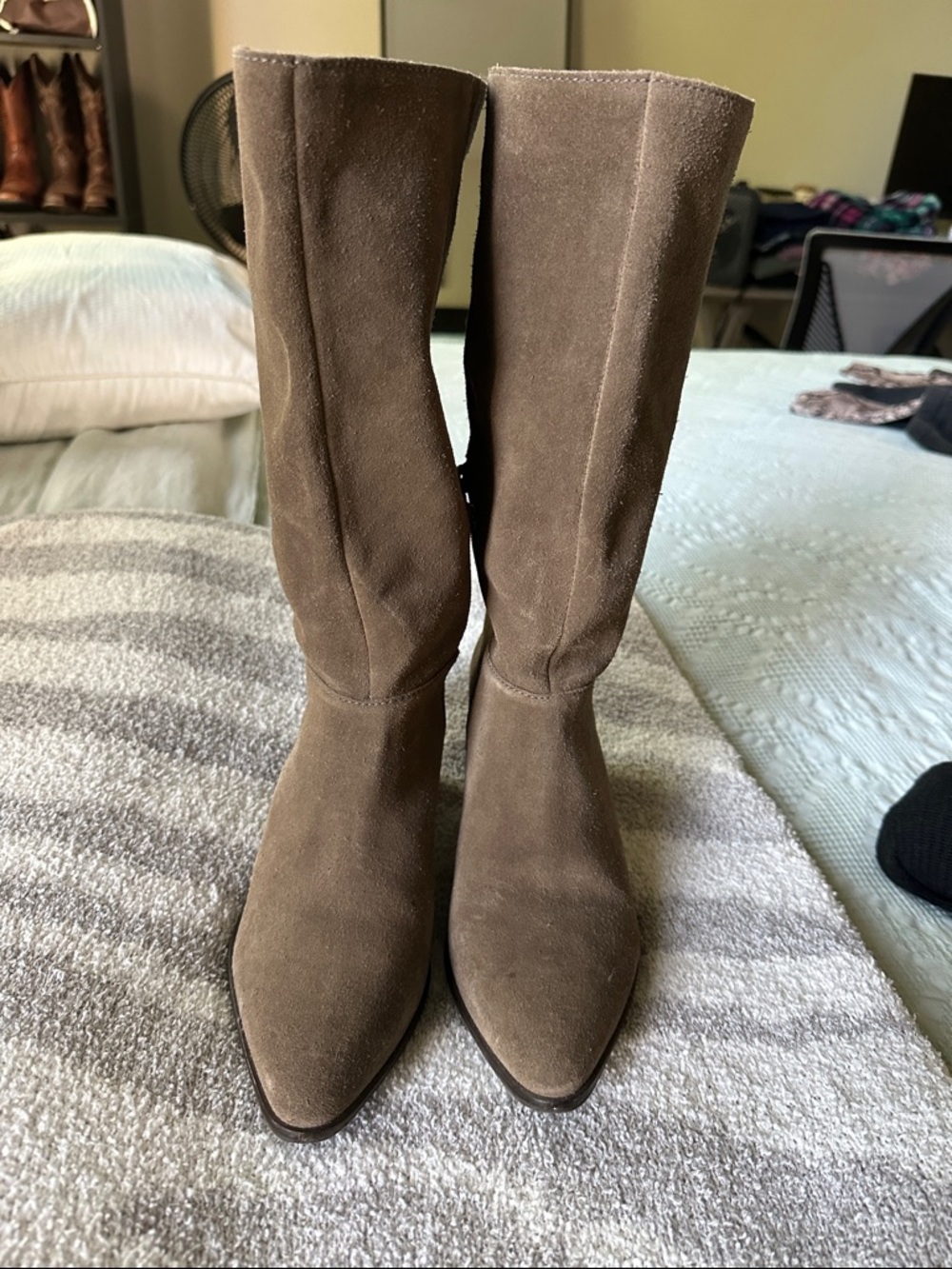 Lucky Brand Brown Suede Knee-High Pointed Toe Boots
